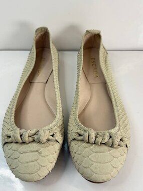 ESCADA Snakeskin Ballet Flats – Beige – Size 39.5 (Made in Italy)
